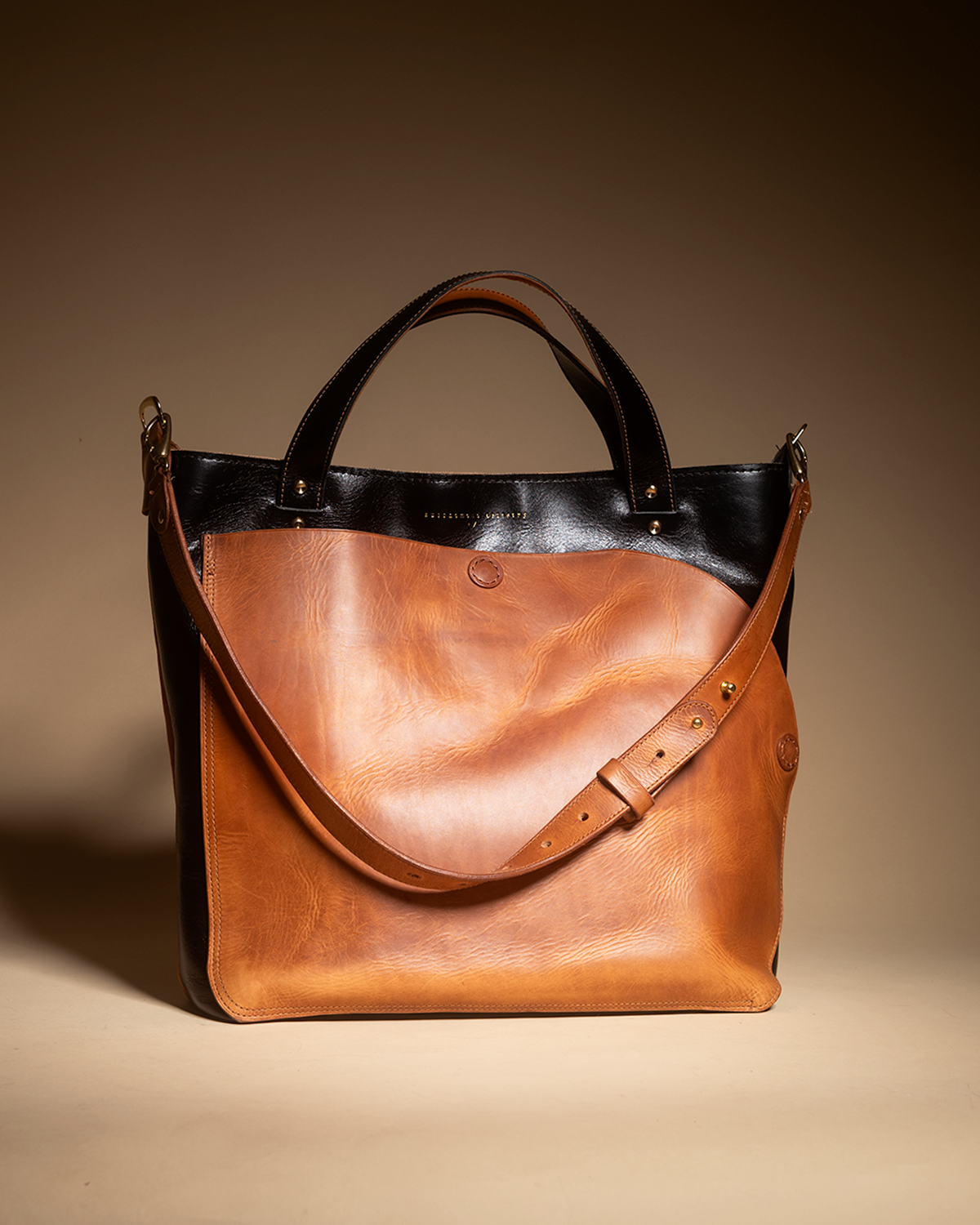 "Courtside" tennis tote black and tan