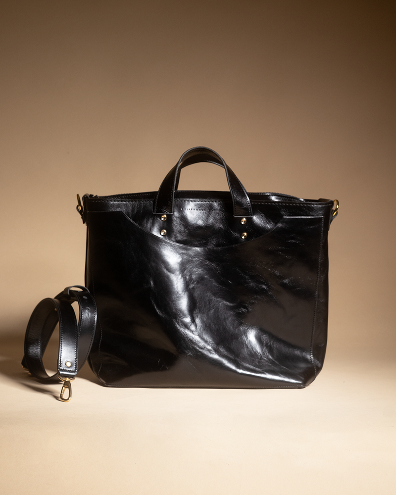"Lithium" Gloss black tote