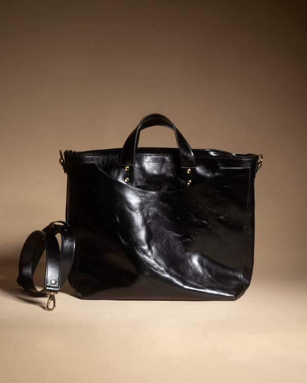 "Lithium" Gloss black tote