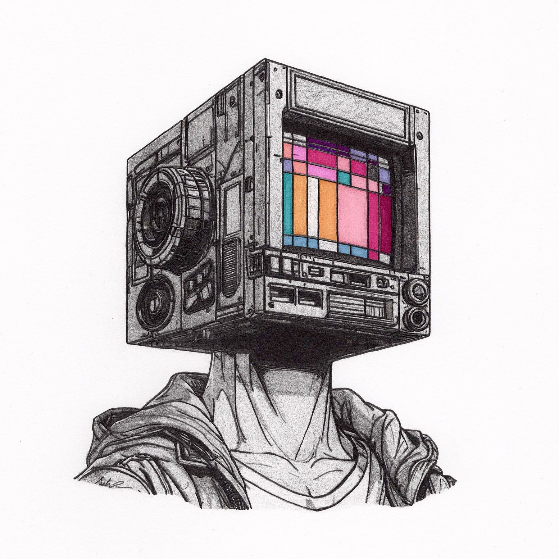 pencil graphite and ink