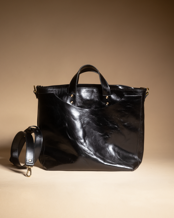 "Lithium" Gloss black tote